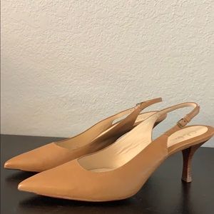Cole Haan Slingback Heels, Nude Leather, 9 Width B